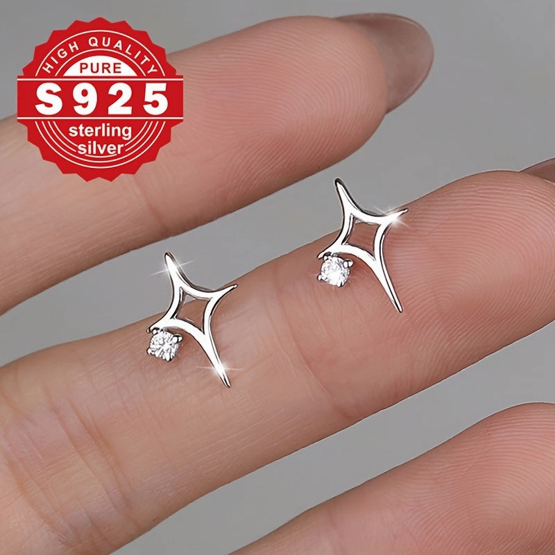 Women's S925 Flashing Star Ear Studs - No Need to Remove While Sleeping