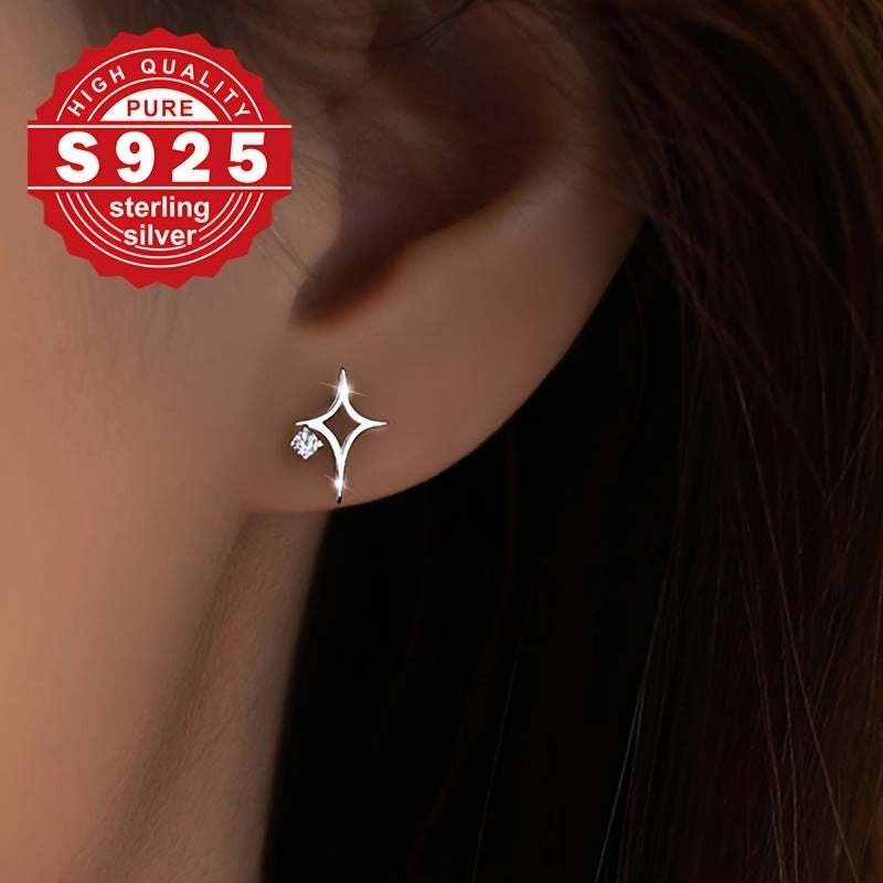 Women's S925 Flashing Star Ear Studs - No Need to Remove While Sleeping