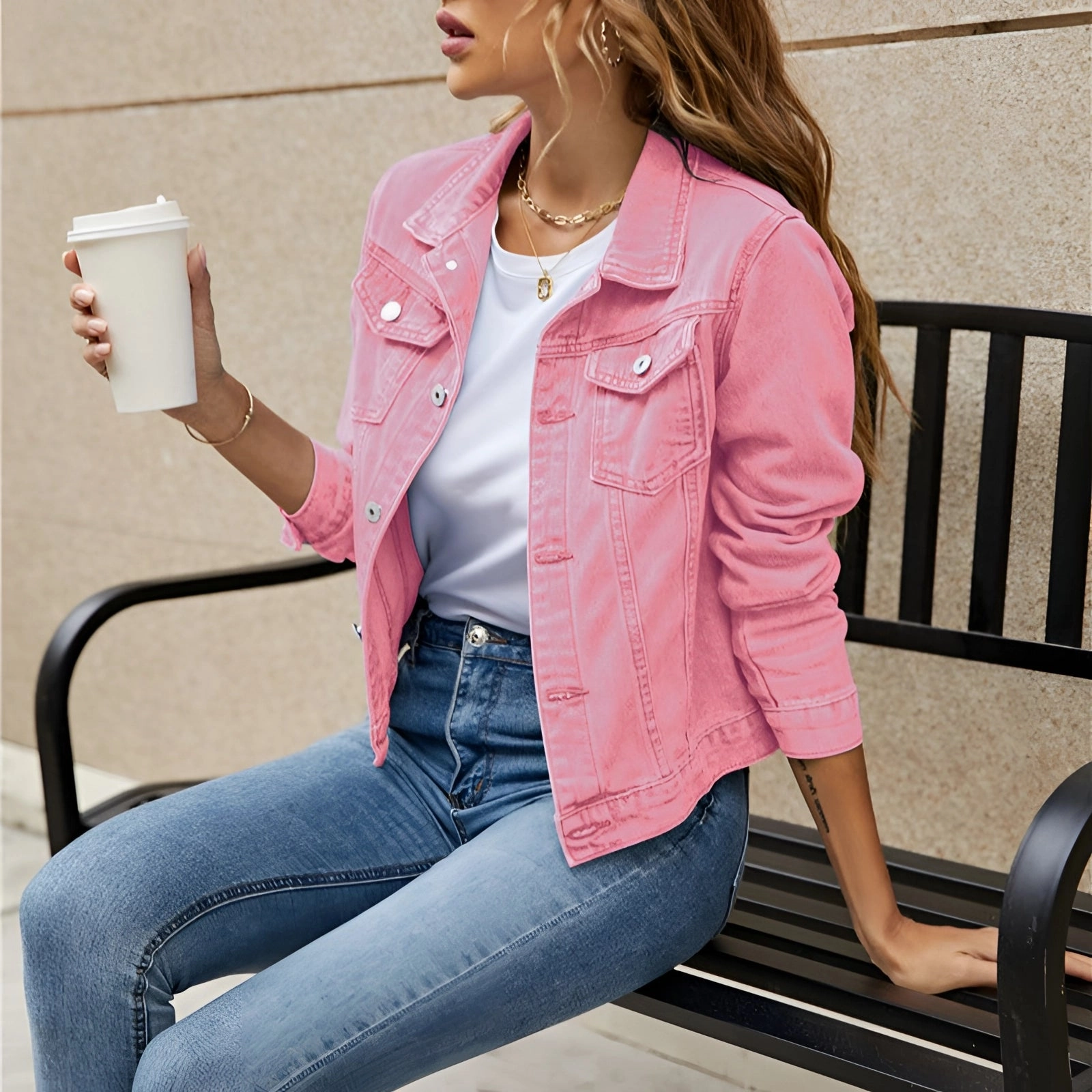 Women's White Denim Jacket - Lightweight Summer Fashion Outerwear