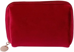 Women Zipper Velvet Make Up Bag Travel Large Cosmetic Bag for Makeup Solid Color Female Pouch Necessaries (Color : Red Size : 15.5 * 5 * 11cm)