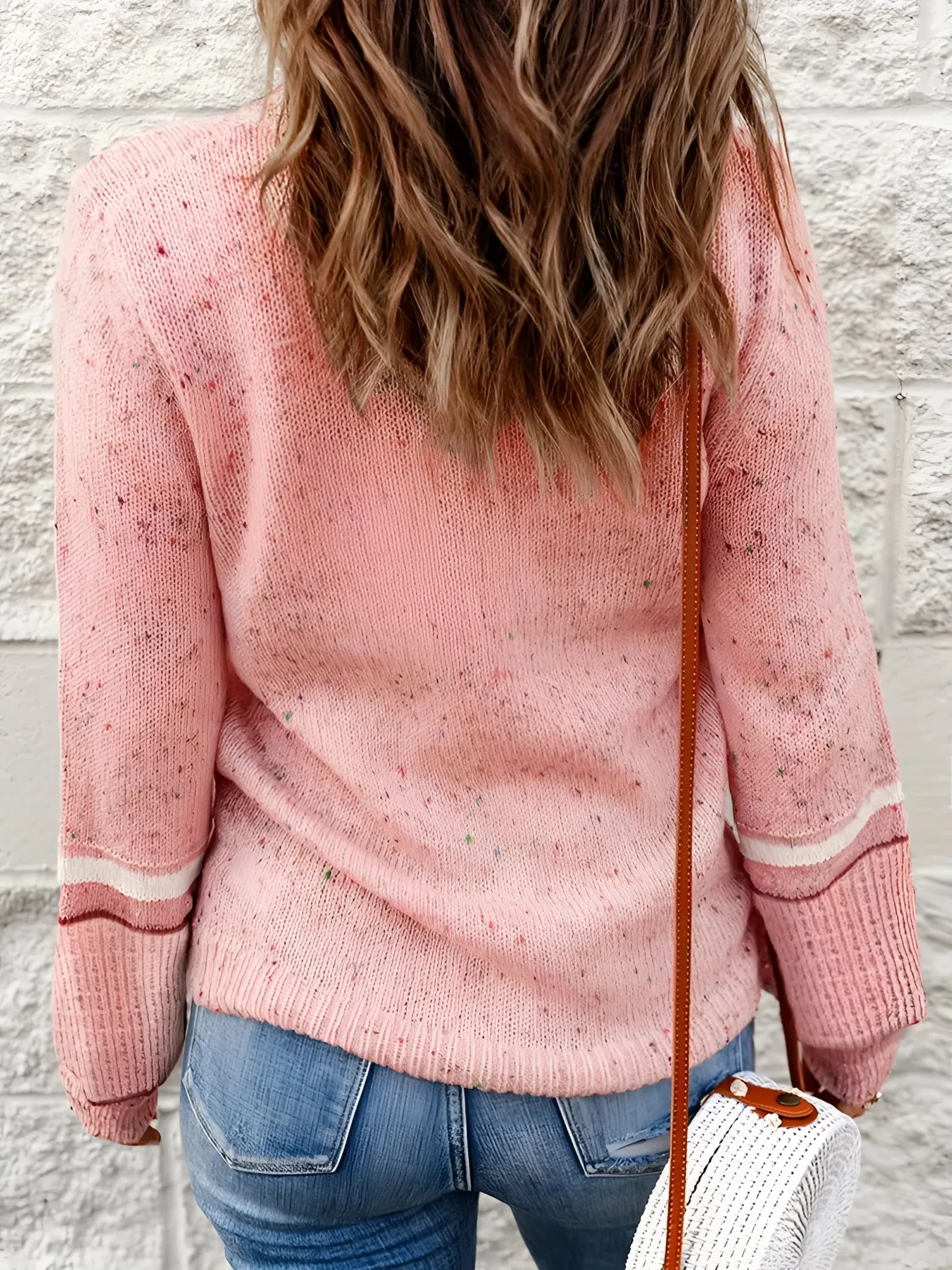 Women's Pastel Pink Knit Sweater - Cozy Lightweight Casual Pullover