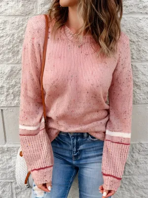 Women's Pastel Pink Knit Sweater - Cozy Lightweight Casual Pullover