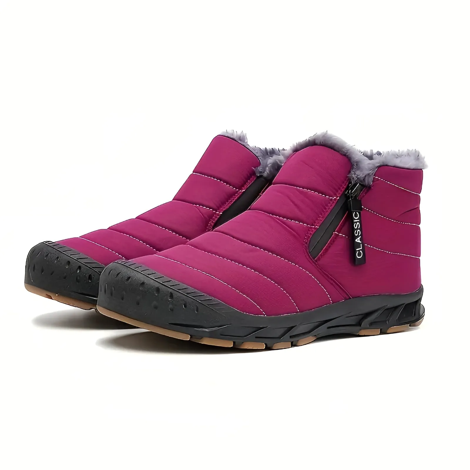 Women's Pink Insulated Waterproof Snow Boots - Non-Slip & Lightweight