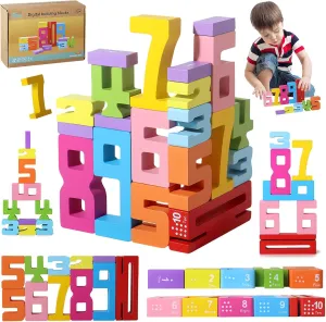 Wooden Number Blocks,Different Size Sum Math Number Digital Building Blocks 1-10 Activity Toys Set For Kids,Educational Tool Strengthfully Montessori Number Blocks Sensory,Friends Of 10 Blocks (20pcs)