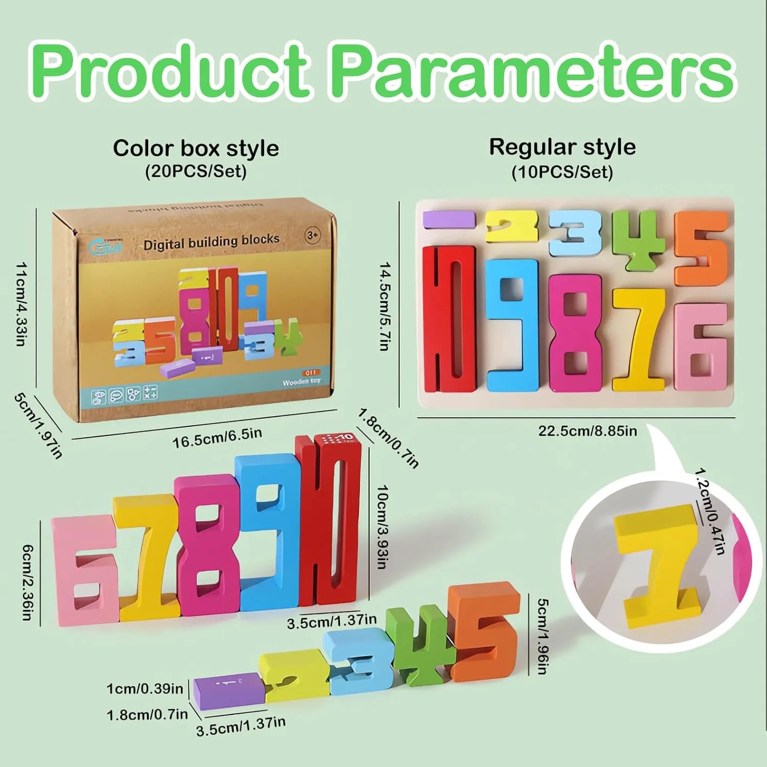 Wooden Number Blocks,Different Size Sum Math Number Digital Building Blocks 1-10 Activity Toys Set For Kids,Educational Tool Strengthfully Montessori Number Blocks Sensory,Friends Of 10 Blocks (20pcs)