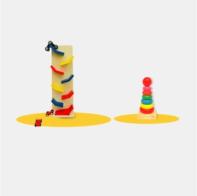 Wooden Combo Fun Rollin Slippery Track Car with Colored Stacking Rings (1-3 Years)