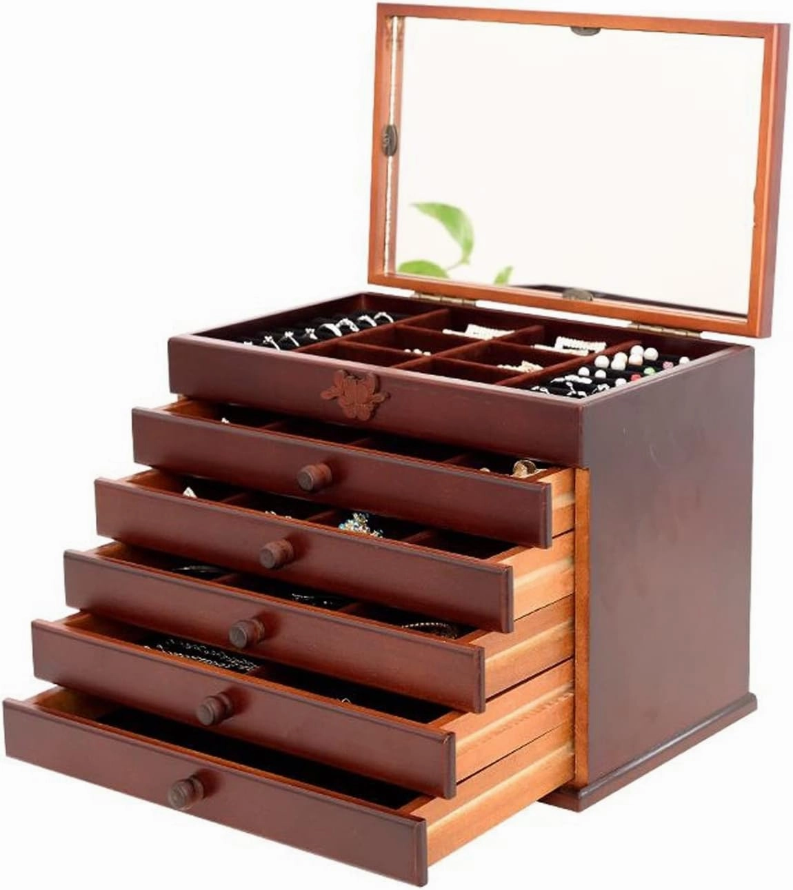 Wooden Jewelry Box for Women Organizer Box/Cabinet/Armoire with Lock Jewelry Box Organizer for Girls Ring Necklace