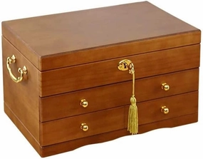 Wooden Jewelry Box with Lock Vintage Flannel Jewelry Storage Box Bracelet Jewelry Box Watch Display Box Bracelet Necklace Cufflinks Ring Jewelry Double Storage Box
