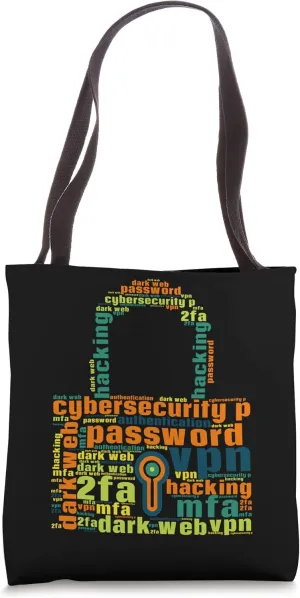 Word Cloud Cybersecurity Gifts Padlock Terminology Tote Bag