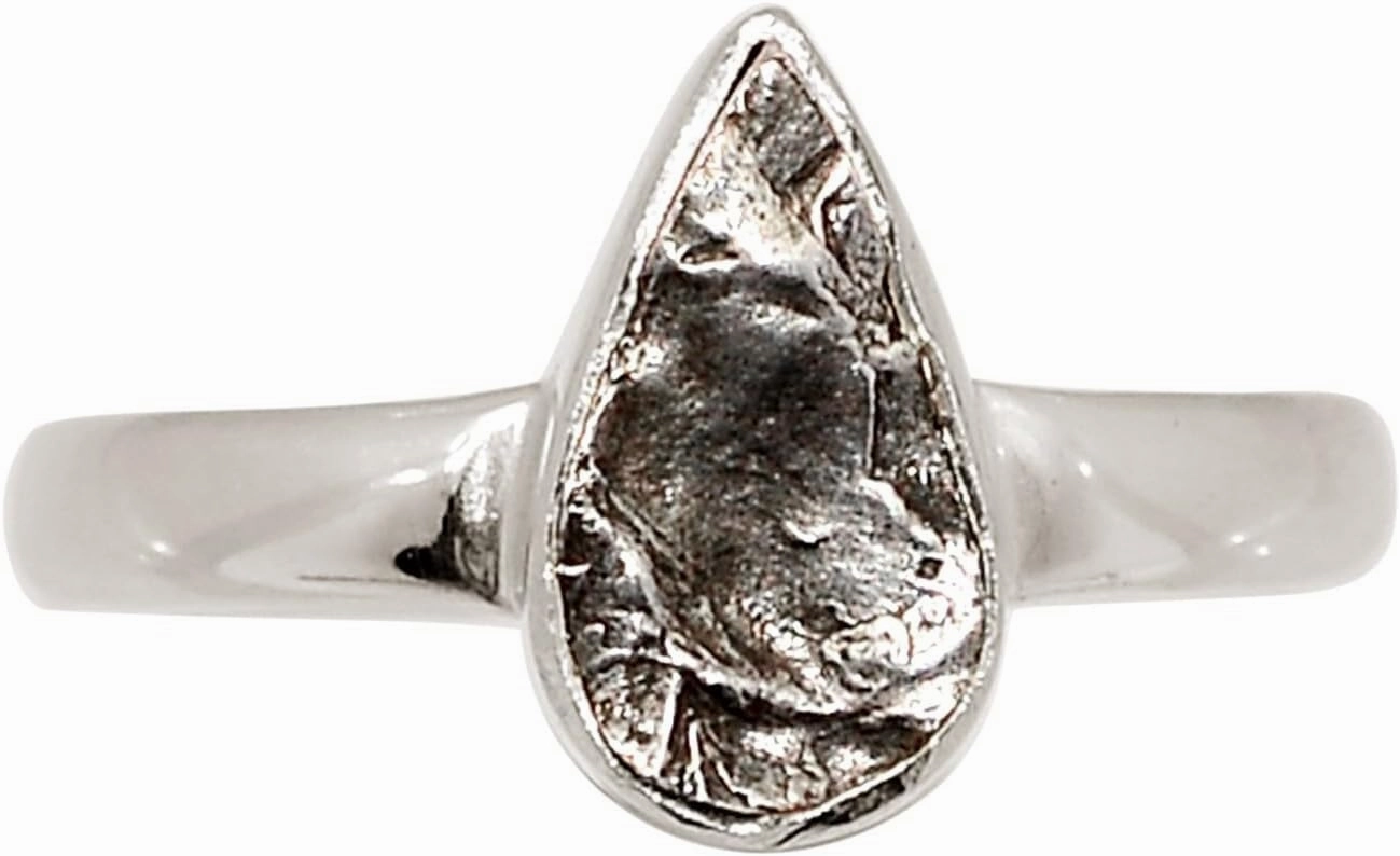 Xtremegems Natural Meteorite Campo Del Cielo 925 Silver Ring Jewelry s.6 ALLR-31455