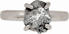 Xtremegems Natural Meteorite Campo Del Cielo - Argentina 925 Silver Ring s.6 ALLR-30682