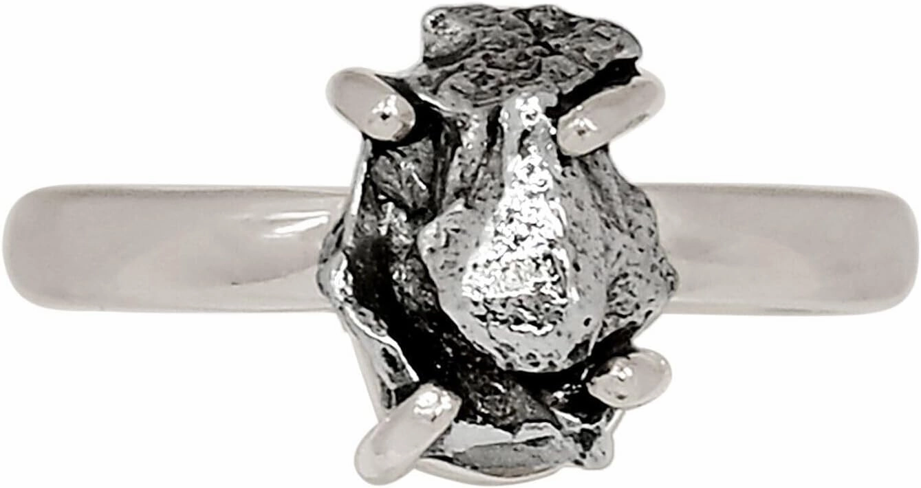 Xtremegems Natural Meteorite Campo Del Cielo - Argentina 925 Silver Ring s.7.5 ALLR-30680