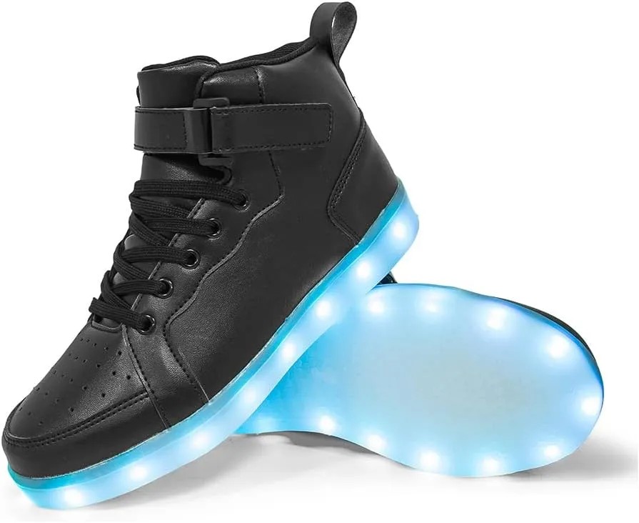 YONIYOWO Unisex LED Light Up Sneakers Shoes USB Rechargerable Fashion High Top Glowing Luminous Shoes for Men,Women,Teens