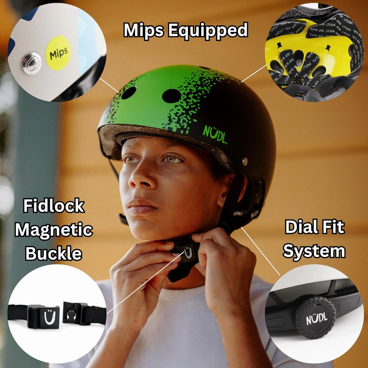 Youth Kids MIPS Bike Helmet for Boys, Girls, Teens & Children Ages 3-16, 11 Vents, No Pinch Fidlock Buckle, for Scooters, E-Bikes, in-Line Skates, Multi Sport, Skateboarding, and Bicycle