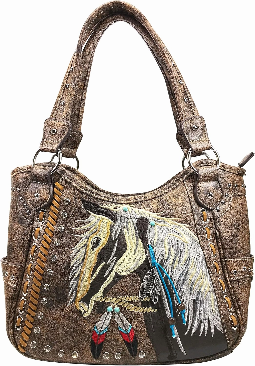 Zelris Dakota Dales Pony Horse Embroidery Mane Western Country Women Conceal Carry Tote Purse with Matching Wallet Set
