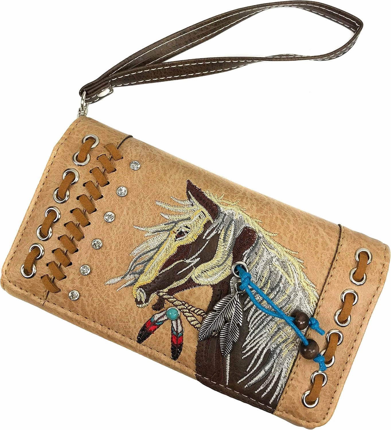 Zelris Dakota Dales Pony Horse Embroidery Mane Western Country Women Conceal Carry Tote Purse with Matching Wallet Set