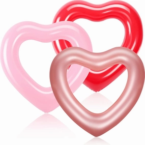 Zhanmai 3 Pcs Inflatable Heart Pool Float 47.3 x 39.4 Inch Swim Heart Shaped Pool Rings for Adults Water Floatie Summer Swimming Tube for Beach Bachelorette Party