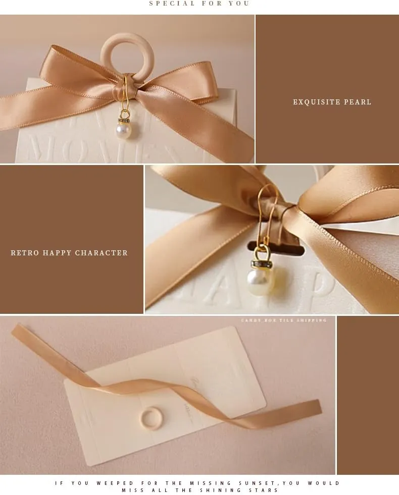 ZJSXINDI Boxes Gift Wrap Boxes White Gift Box 5"x 3" For Party Favor, Weddings, Bridal Showers, Bridesmaids... Gift Wrap Boxes Bulk for Crafting (50 Pcs champagne ribbons)