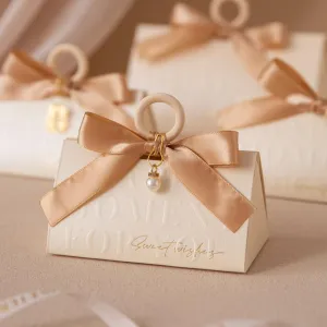 ZJSXINDI Boxes Gift Wrap Boxes White Gift Box 5"x 3" For Party Favor, Weddings, Bridal Showers, Bridesmaids... Gift Wrap Boxes Bulk for Crafting (50 Pcs champagne ribbons)