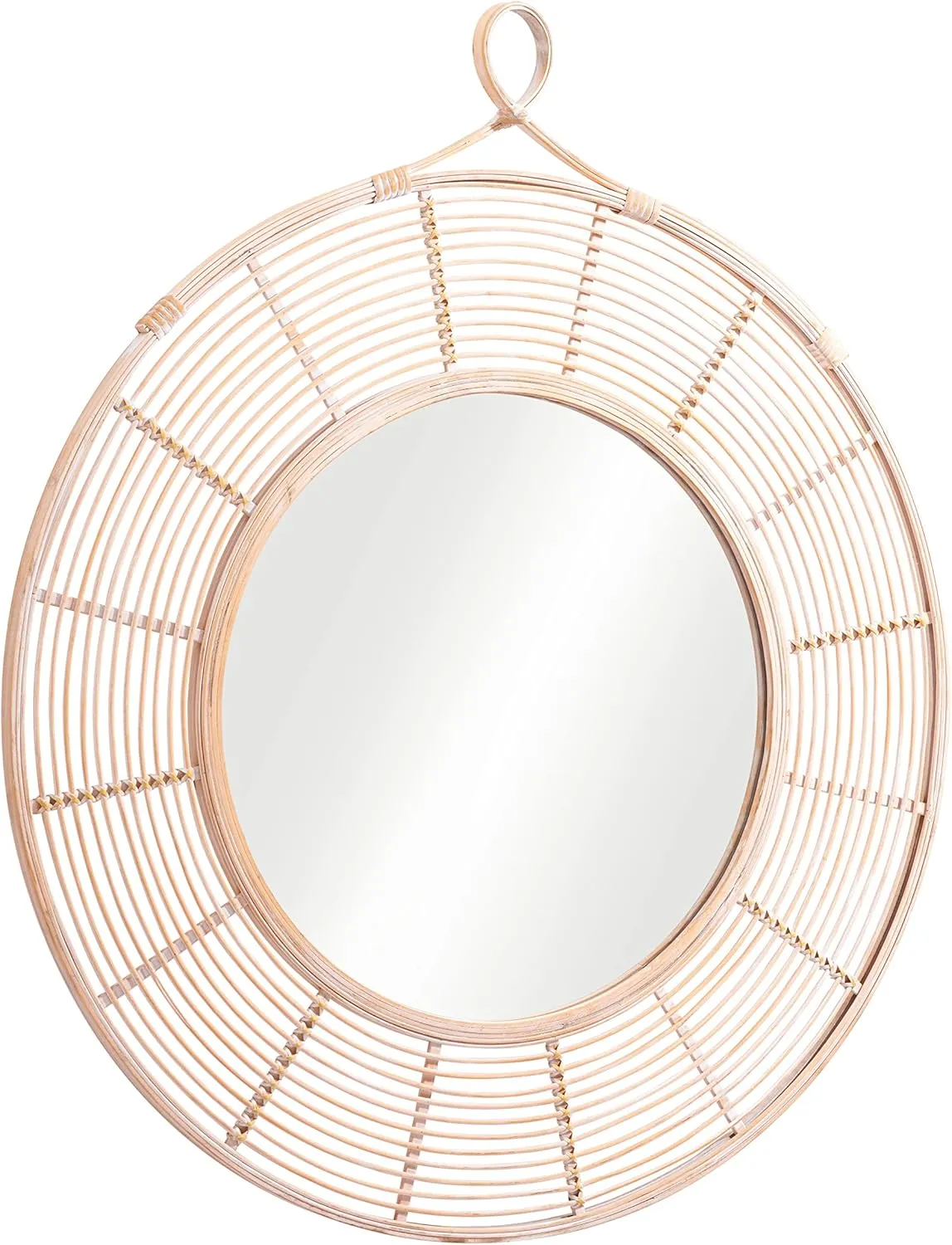 Zuo Modern - Lobo Mirror Natural - Modern - Wall Decor - Mirrors - Swivel - Wheels - Glass - Rattan - Fir Wood - Painted - Indoor - Natural - Fully Assembled