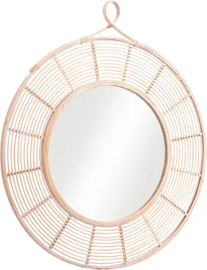 Zuo Modern - Lobo Mirror Natural - Modern - Wall Decor - Mirrors - Swivel - Wheels - Glass - Rattan - Fir Wood - Painted - Indoor - Natural - Fully Assembled